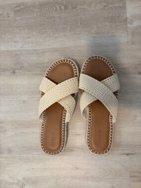torrid Cream Woven Crisscross Slide Sandals